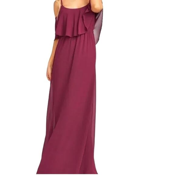 Show Me Your Mumu NEW Size Small Caitlin Ruffle Maxi Dress in Merlot Chiffon - Picture 5 of 14